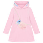 Girls Pink Bag Hooded Dress, 1, hi-res